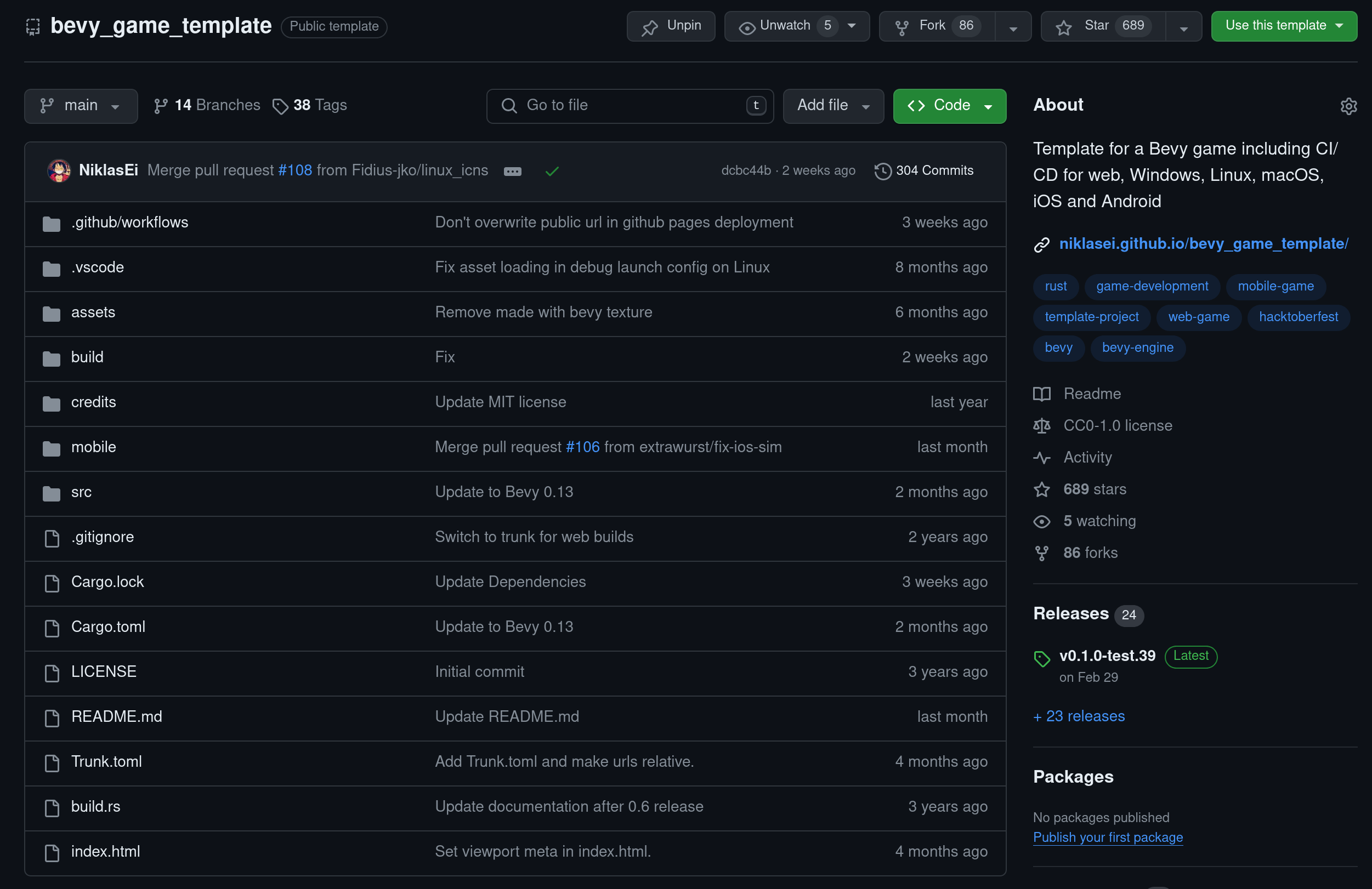 bevy_game_template on GitHub